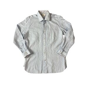 Ted Baker Endurance Men's Light Blue Geometric Print Dress Shirt Size 16 32/33